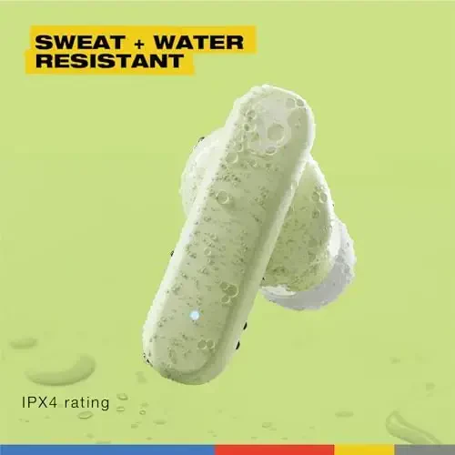 Skullcandy Smokin’ Buds Wireless Earbuds, Bluetooth Headphones, Noise Isolating Fit, 20 soatgacha batareya, IPX4 suv va terga chidamli, iPhone Android uchun mikrofon - Matcha - 5