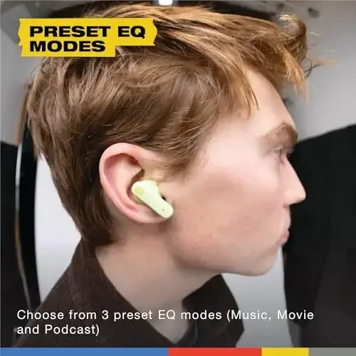 Skullcandy Smokin’ Buds Wireless Earbuds, Bluetooth Headphones, Noise Isolating Fit, 20 soatgacha batareya, IPX4 suv va terga chidamli, iPhone Android uchun mikrofon - Matcha - 6