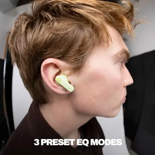 Skullcandy Smokin’ Buds Wireless Earbuds, Bluetooth Headphones, Noise Isolating Fit, 20 soatgacha batareya, IPX4 suv va terga chidamli, iPhone Android uchun mikrofon - Matcha - 4