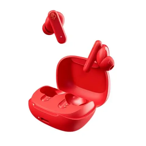 Skullcandy Smokin’ Buds Wireless Earbuds, Bluetooth Headphones, Noise Isolating Fit, 20 soatgacha batareya, IPX4 suvga chidamli, iPhone Android uchun mikrofon - Flame - SKULLCANDY