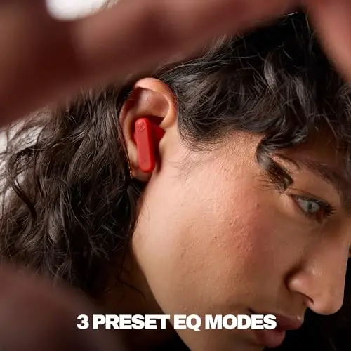 Skullcandy Smokin’ Buds Wireless Earbuds, Bluetooth Headphones, Noise Isolating Fit, 20 soatgacha batareya, IPX4 suvga chidamli, iPhone Android uchun mikrofon - Flame - 5