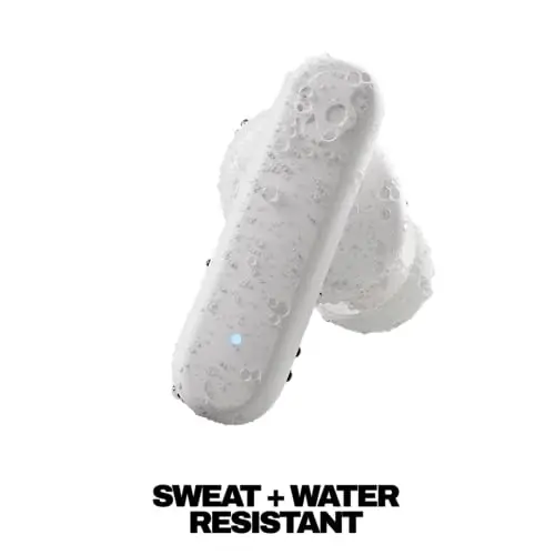 Skullcandy Smokin’ Buds Wireless Earbuds, Bluetooth Headphones, Noise Isolating Fit, Up to 20 Hours Battery, IPX4 Sweat and Water Resistant, Microphone for iPhone Android - Bone - 4