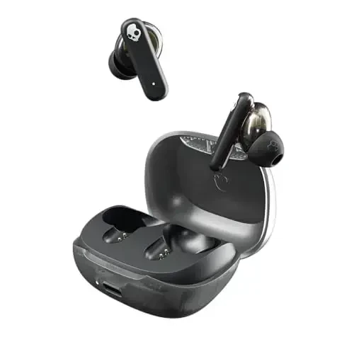 Skullcandy Smokin’ Buds Wireless Earbuds, Bluetooth Headphones, Noise Isolating Fit, Up to 20 Hours Battery, IPX4 Sweat and Water Resistant, Microphone for iPhone Android - Midnight Smoke - SKULLCANDY