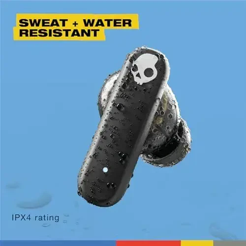 Skullcandy Smokin’ Buds Wireless Earbuds, Bluetooth Headphones, Noise Isolating Fit, Up to 20 Hours Battery, IPX4 Sweat and Water Resistant, Microphone for iPhone Android - Midnight Smoke - 5