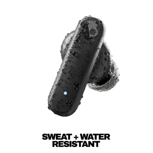 Skullcandy Smokin’ Buds Wireless Earbuds, Bluetooth Headphones, Noise Isolating Fit, Up to 20 Hours Battery, IPX4 Sweat and Water Resistant, Microphone for iPhone Android - Midnight Smoke - 4