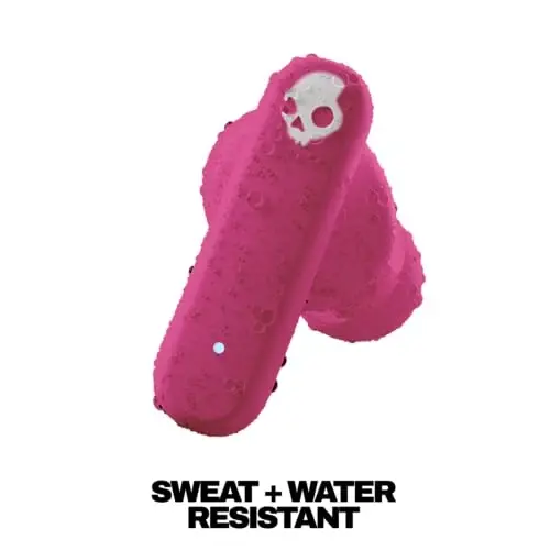 Skullcandy Smokin’ Buds Wireless Earbuds, Bluetooth Headphones, Noise Isolating Fit, Up to 20 Hours Battery, IPX4 Sweat and Water Resistant, Microphone for iPhone Android - Pink - 4