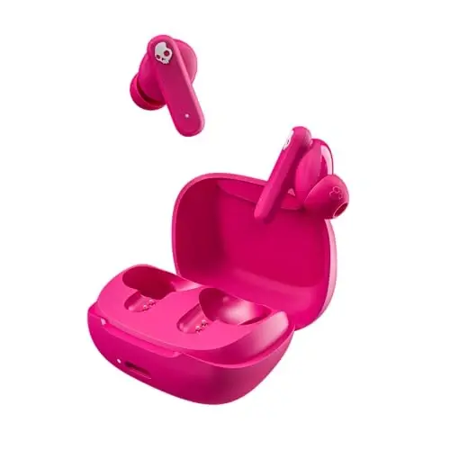 Skullcandy Smokin’ Buds Wireless quloqchinlari, Bluetooth naushniklar, shovqinni izolyatsiya qiluvchi moslashuv, 20 soatgacha batareya, IPX4 ter va suvga chidamli, iPhone Android uchun mikrofon - Pushti - 1