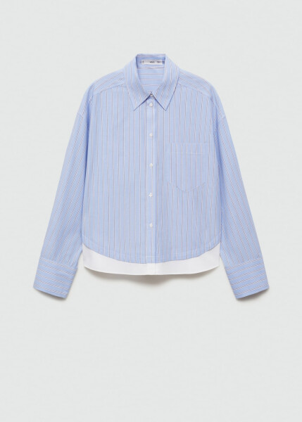 Sky blue shirt with contrasting color stripes. - 3