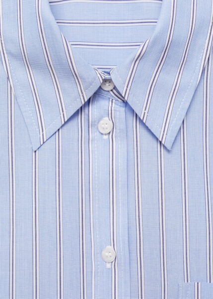 Sky blue shirt with contrasting color stripes. - 6