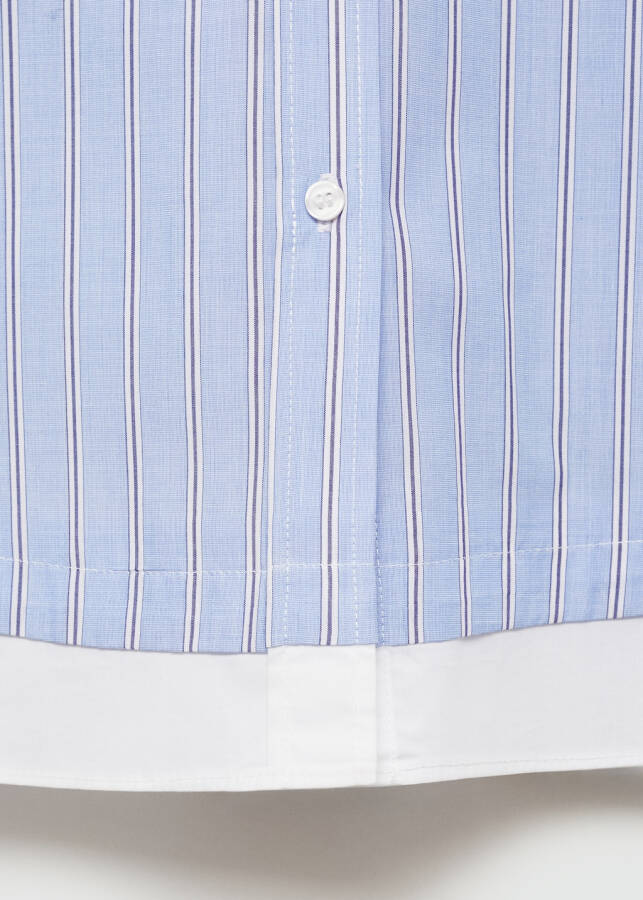 Sky blue shirt with contrasting color stripes. - 8