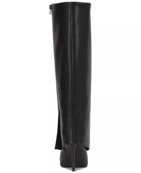 Skylar Fold Over Cuffed Knee High Boots, Modazone Black Smooth учун яратилган - 4