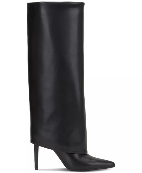 Skylar Wide-Calf Fold Over Cuffed Knee High Boots, Created for Modazone Black Smooth Wide Calf - 3