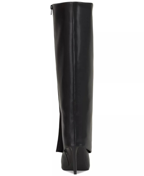 Skylar Wide-Calf Fold Over Cuffed Knee High Boots, Created for Modazone Black Smooth Wide Calf - 4