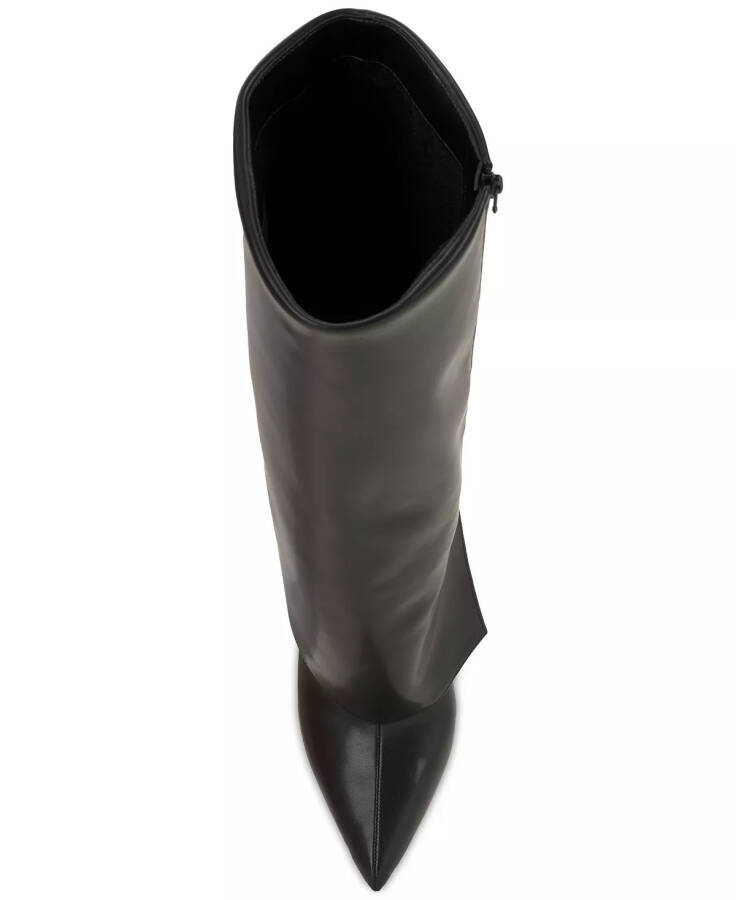 Skylar Wide-Calf Fold Over Cuffed Knee High Boots, Created for Modazone Black Smooth Wide Calf - 5