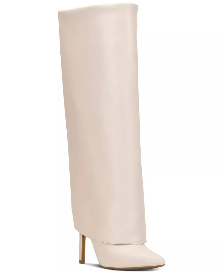 Skylar Wide-Calf Fold Over Cuffed Knee High Boots, Created for Modazone Off White Smooth Wide Calf - 1