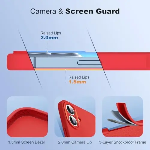 SKYLMW Чехол для iPhone 16 Plus со скрытой магнитной подставкой, совместимый с Mag-Safe, ударопрочный силиконовый чехол военного класса для iPhone 16 Plus 6,7 дюйма, красный - 4