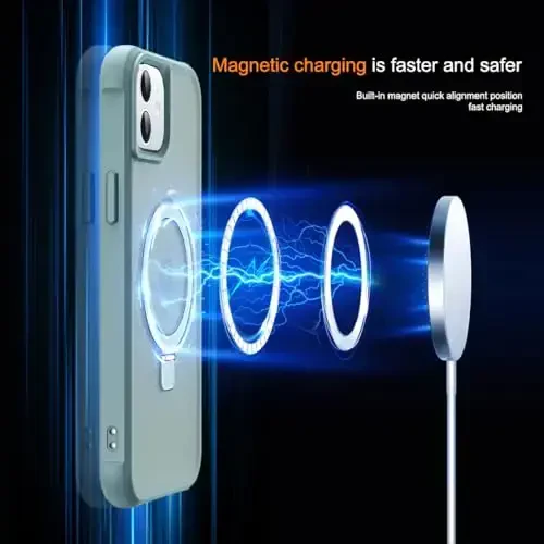 SKYLMW Compatible with iPhone 11 Case with Invisible Magnetic O-Ring Stand Military-Grade Translucent Case for iPhone 11 6.1