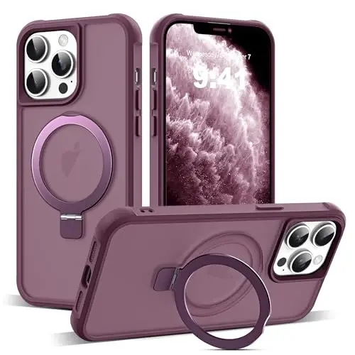 SKYLMW Compatible with iPhone 11 Pro Max Case with Stand,Wine Red | iPhone 11 Pro Max Phone Case 6.5