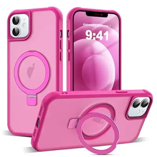 SKYLMW Compatible with iPhone 12 Case & iPhone 12 Pro Case with Invisible Magnetic O-Ring Stand Translucent Phone Cases 6.1