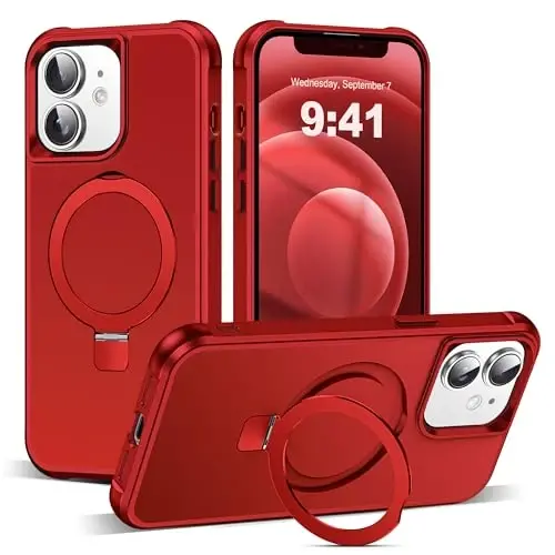 SKYLMW Compatible with iPhone 12/12 Pro Case with Stand,Red | iPhone 12 Case iPhone 12 Pro Case 6.1