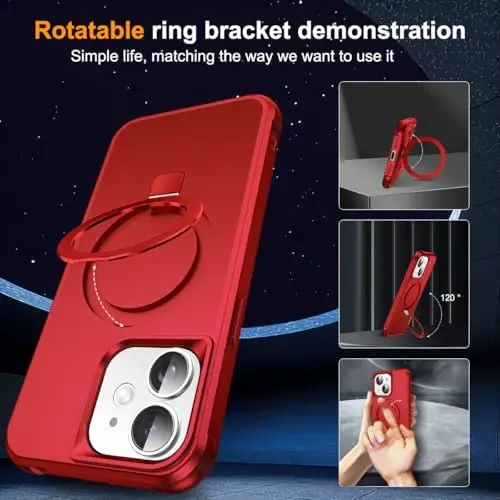 SKYLMW Compatible with iPhone 12/12 Pro Case with Stand,Red | iPhone 12 Case iPhone 12 Pro Case 6.1