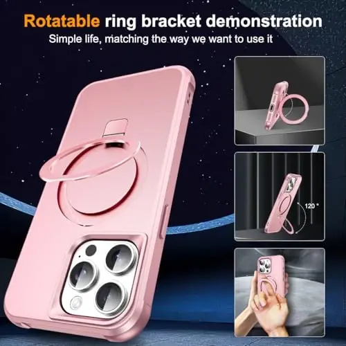 SKYLMW Compatible with iPhone 12/13 Pro Max Case with Stand,Rose Gold | iPhone 12/13 Pro Max Phone Case 6.7