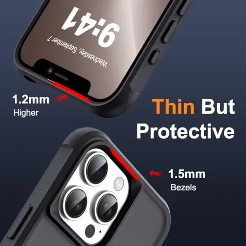 SKYLMW Compatible with iPhone 13 Pro Case with Stand,Black | iPhone 13 Pro Phone Case 6.1
