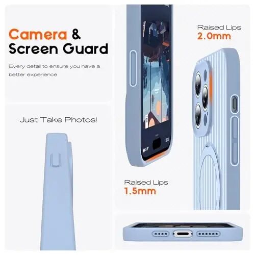 SKYLMW Compatible with iPhone 14 Pro Max Case with Magnetic Invisible Stand [Compatible with Mag-Safe][Cute Aesthetic Striped Pattern] Silicone 14 Pro Max Phone Case for Women Men 6.7