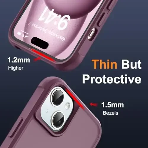 SKYLMW Compatible with iPhone 15 Case with Invisible Magnetic O-Ring Stand Military-Grade Translucent Case for iPhone 15 6.1