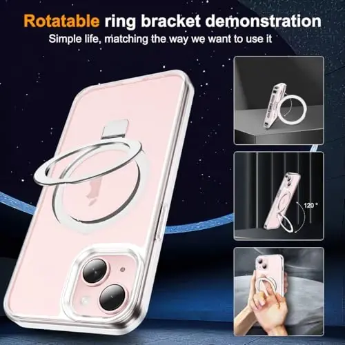 SKYLMW Compatible with iPhone 15 Case with Stand,Clear | iPhone 15 Phone Case 6.1