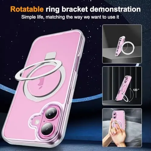 SKYLMW Compatible with iPhone 16 Case with Stand,Clear | iPhone 16 Phone Case 6.1