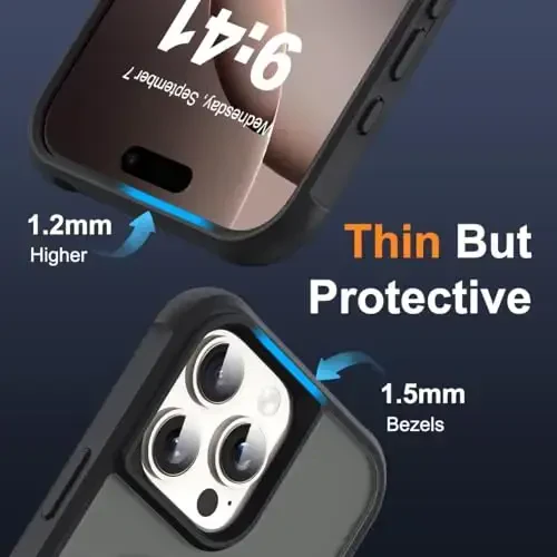 SKYLMW Compatible with iPhone 16 Pro Case with Invisible Magnetic O-Ring Stand Military-Grade Translucent Case for iPhone 16 Pro 6.3