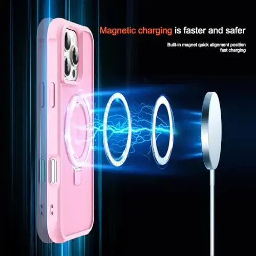 SKYLMW Compatible with iPhone 16 Pro Case with Invisible Magnetic O-Ring Stand Military-Grade Translucent Case for iPhone 16 Pro 6.3
