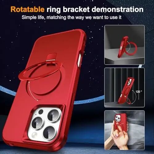 SKYLMW Compatible with iPhone 16 Pro Case with Stand,Red | iPhone 16 Pro Phone Case 6.3