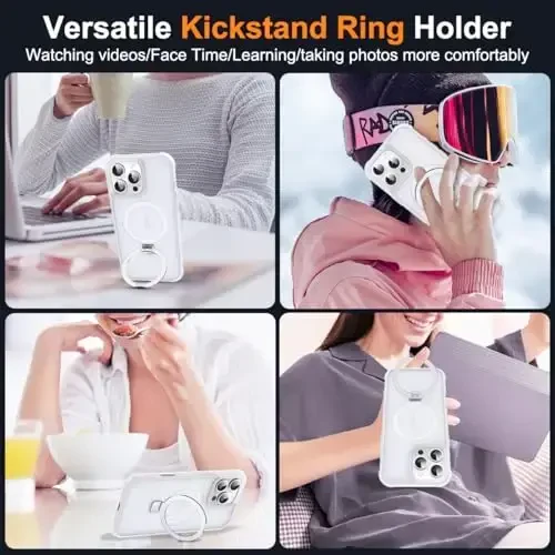 SKYLMW Compatible with iPhone 16 Pro Max Case with Invisible Magnetic O-Ring Stand Military-Grade Phone Case for iPhone 16 ProMax 6.9