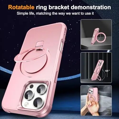 SKYLMW Compatible with iPhone 16 Pro Max Case with Stand,Rose Gold | iPhone 16 Pro Max Phone Case 6.9