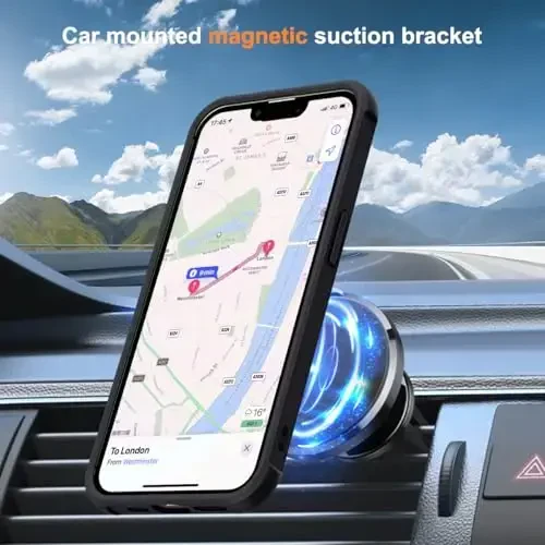 SKYLMW Compatible with iPhone 16E Case with Invisible Magnetic O-Ring Stand Military-Grade Translucent Case for iPhone 16E 6.1