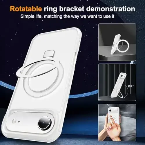 SKYLMW Compatible with iPhone 17 Air Case with Invisible Magnetic O-Ring Stand Military-Grade Phone Case for iPhone 17 Air 6.5