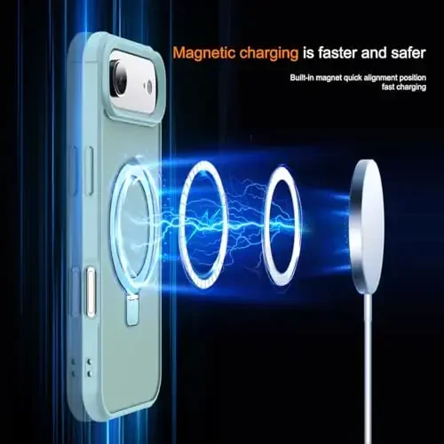 SKYLMW Compatible with iPhone 17 Air Case with Invisible Magnetic O-Ring Stand Military-Grade Translucent Phone Case for iPhone 17 Air 6.5