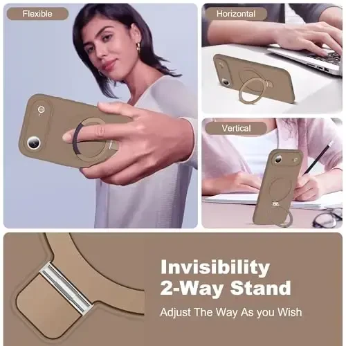 SKYLMW Compatible with iPhone 17 Air Case with Magnetic Invisible Stand Compatible with Mag-Safe Military Drop Tested Shockproof Silicone iPhone 17 Air Phone Cases for Women Men 6.6