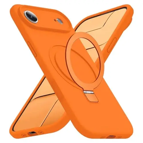 SKYLMW Compatible with iPhone 17 Air Case with Magnetic Invisible Stand Compatible with Mag-Safe Military Drop Tested Shockproof Silicone iPhone Air Phone Cases for Women Men 6.6