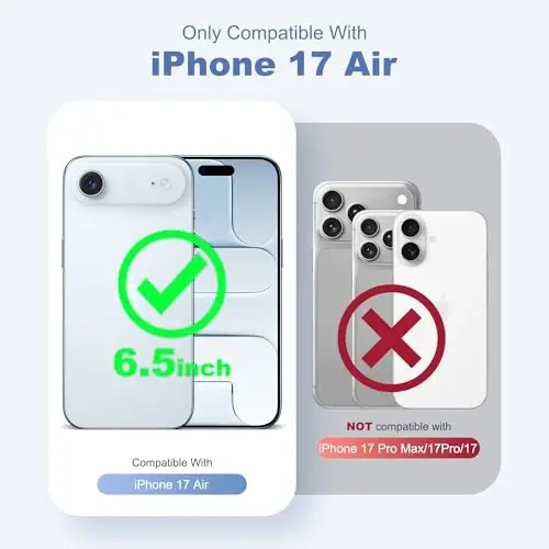 SKYLMW Compatible with iPhone 17 Air Case with Magnetic Invisible Stand Compatible with Mag-Safe Military Drop Tested Shockproof Silicone iPhone Air Phone Cases for Women Men 6.6