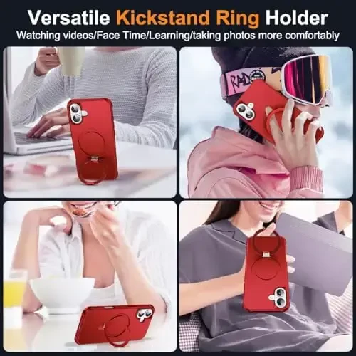 SKYLMW Compatible with iPhone 17 Case with Invisible Magnetic O-Ring Stand Military-Grade Phone Case for iPhone 17 6.3