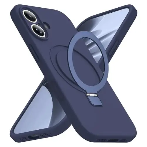 SKYLMW Compatible with iPhone 17 Case with Magnetic Invisible Stand Compatible with Mag-Safe Military Drop Tested Silicone iPhone 17 Phone Cases for Women Men 6.3