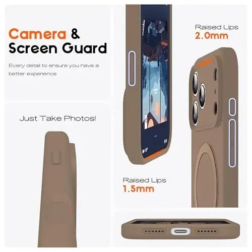 SKYLMW Compatible with iPhone 17 Pro Case with Magnetic Invisible Stand Compatible with Mag-Safe Military Drop Tested Shockproof Silicone 17 Pro Phone Case for Women Men 6.3