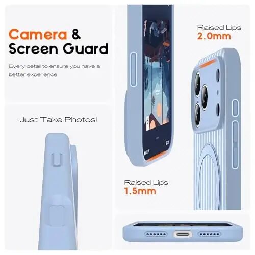 SKYLMW Compatible with iPhone 17 Pro Case with Magnetic Invisible Stand [Compatible with Mag-Safe][Cute Aesthetic Striped Pattern] Silicone 17 Pro Phone Case for Women Men 6.3