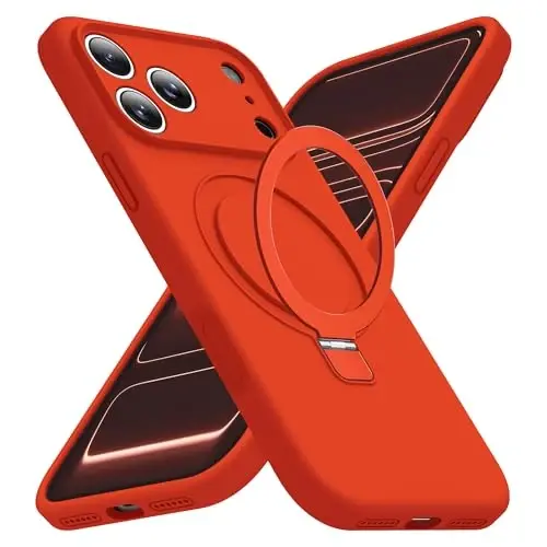 SKYLMW Compatible with iPhone 17 Pro Max Case with Magnetic Invisible Stand Compatible with Mag-Safe Military Drop Tested Shockproof Silicone iPhone 17 Pro Max Phone Cases for Women Men 6.9