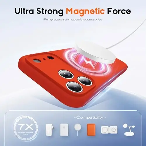 SKYLMW Compatible with iPhone 17 Pro Max Case with Magnetic Invisible Stand Compatible with Mag-Safe Military Drop Tested Shockproof Silicone iPhone 17 Pro Max Phone Cases for Women Men 6.9