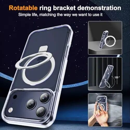 SKYLMW Compatible with iPhone 17 Pro Max Case with Stand,Clear | iPhone 17 Pro Max Phone Case 6.9