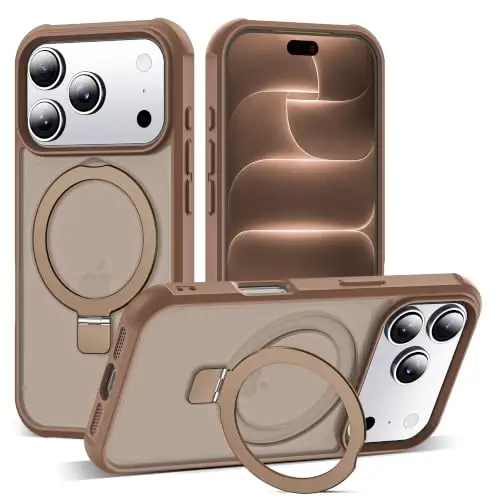 SKYLMW Compatible with iPhone 18 Pro Case with Stand,Desert Brown | iPhone 18 Pro Phone Case 6.3